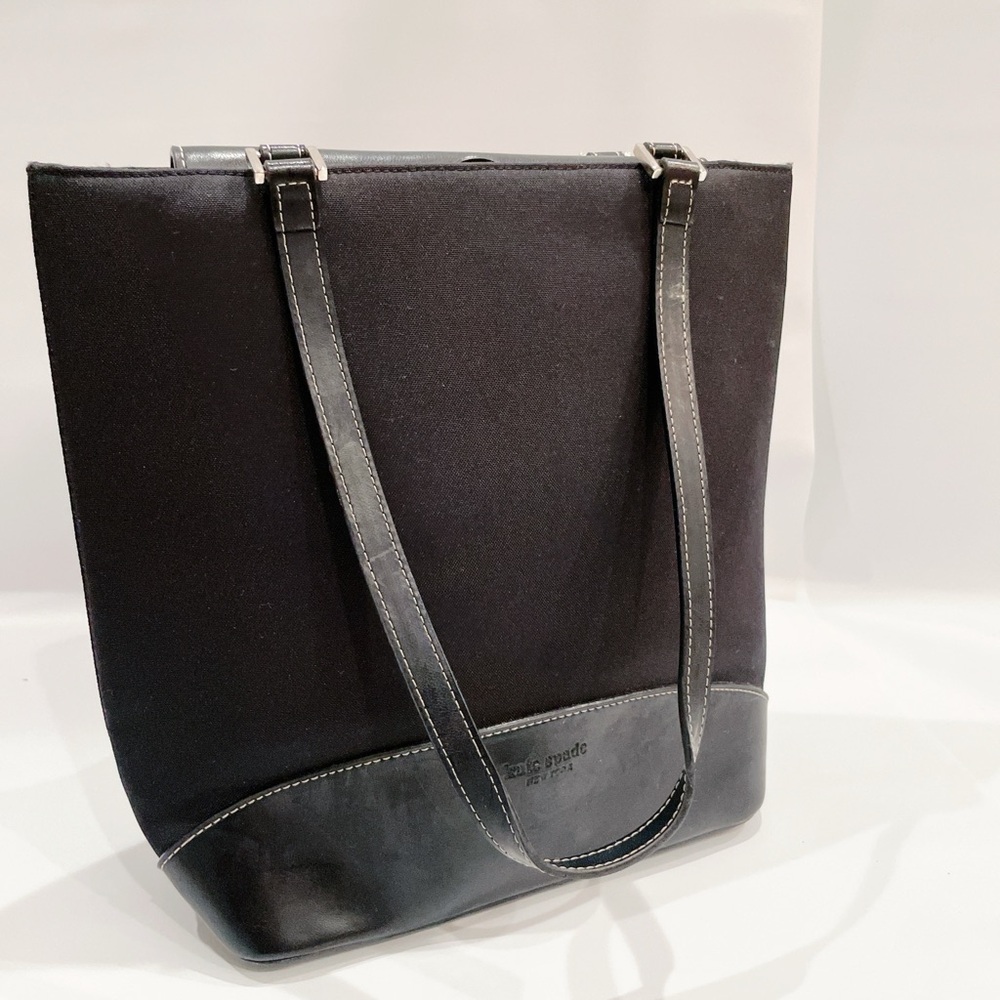 Vintage Kate Spade black leather should bag tote EUC - Picture 2 of 8